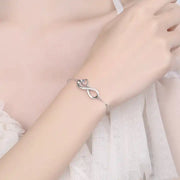 Heart Chain Bracelet for Women — 18K Gold Plated, Infinite Heart Link, Gift-Ready on model